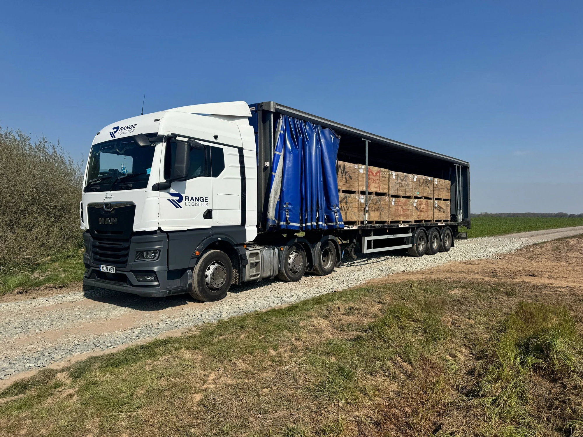 Range Logistics MAN TGX curtainsider loaded with palletised freight